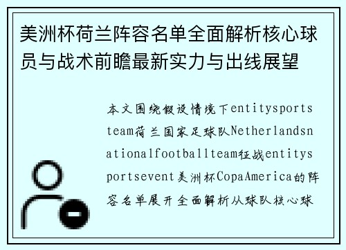 美洲杯荷兰阵容名单全面解析核心球员与战术前瞻最新实力与出线展望 美洲杯荷兰阵容名单全面解析核心球员与战术前瞻最新实力与出线展望